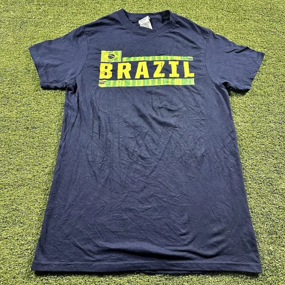 Men's Fanatics Black Brazil Flag Navy Tee Size S NWOT